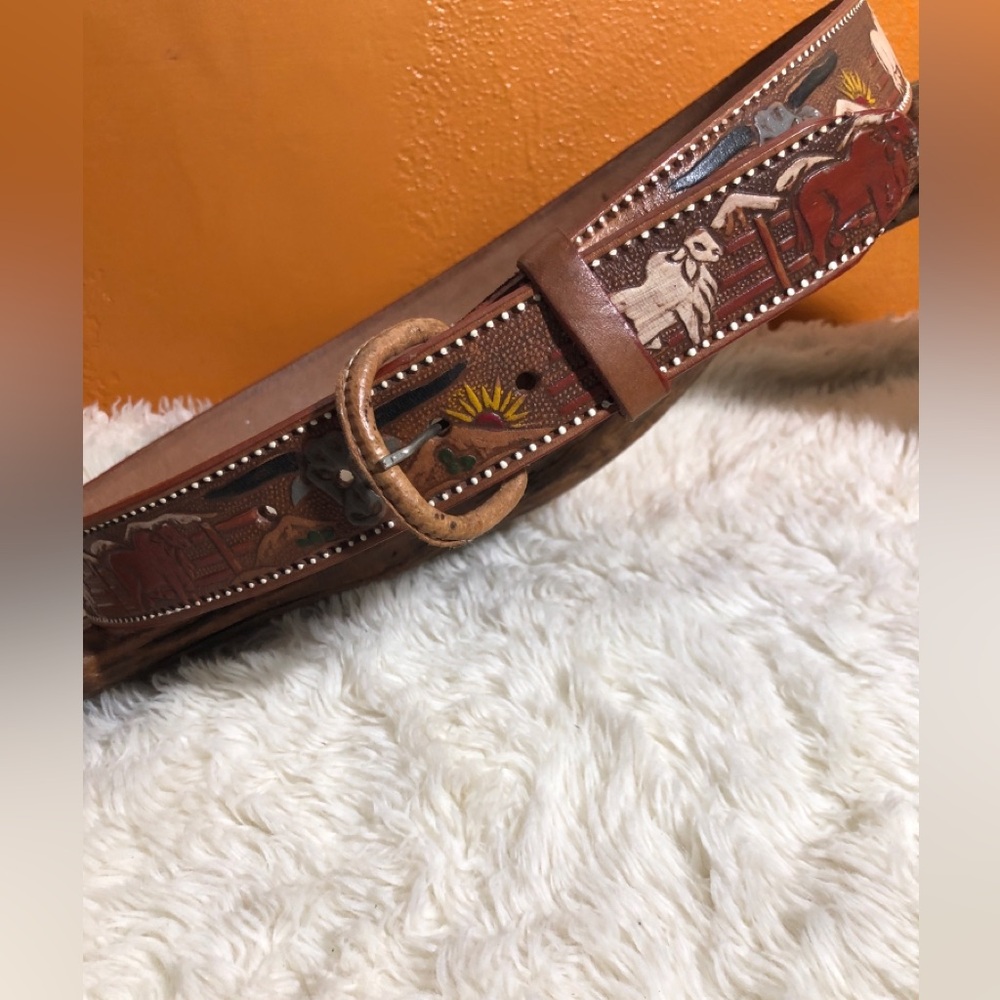 Cowboy Tooled Leather Belt